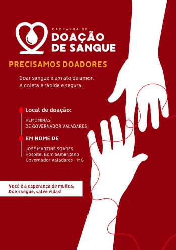 SOLIDARIEDADE: Psicóloga de Guanhães divulga pedido de doação de sangue em prol de seu pai que está internado em Governador Valadares