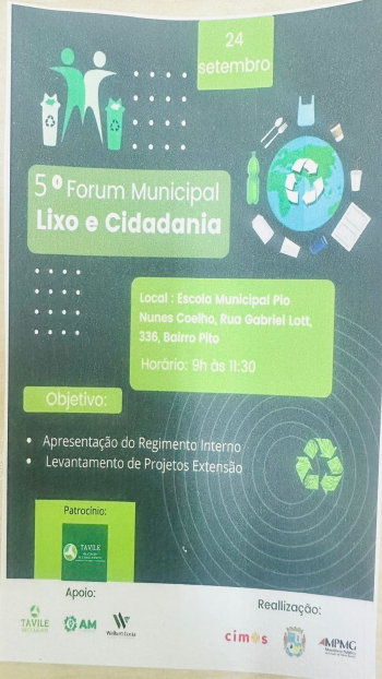 5º Fórum Municipal Lixo e Cidadania será realizado na próxima semana