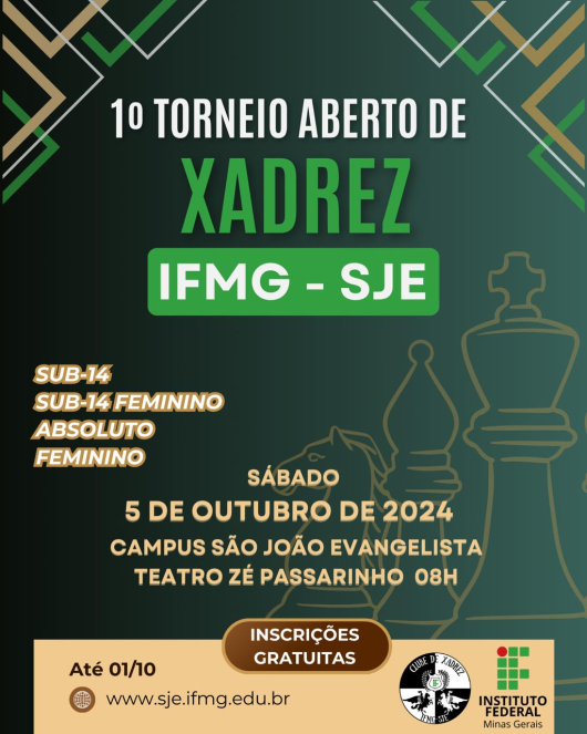 IFMG/SJE vai promover o 1º Torneio Aberto de Xadrez