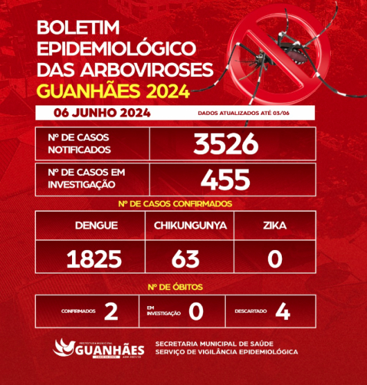 BOLETIM EPIDEMIOLÓGICO DAS ARBOVIROSES – GUANHÃES – 11/06/24